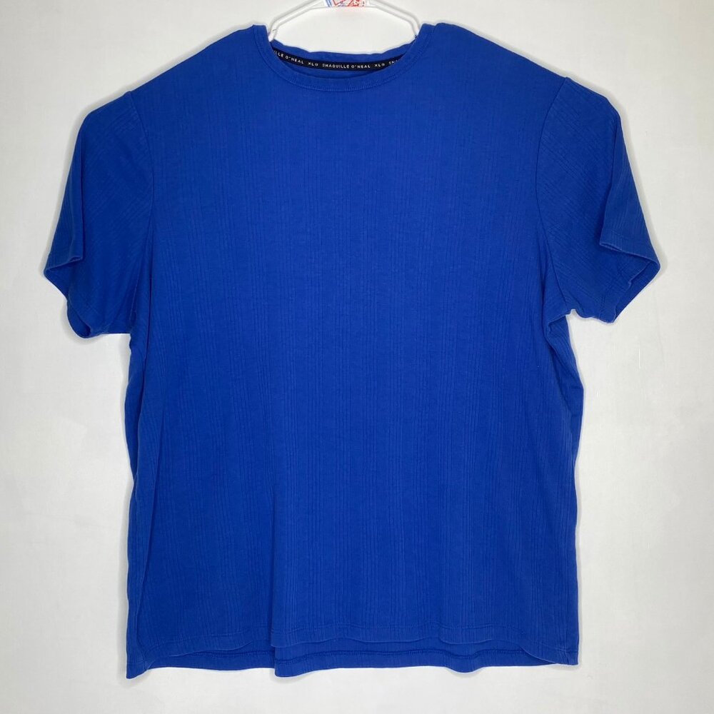 Vintage Shaquille O'Neal Men's Size 2XL Short Sleeve Ribbed Blue Shirt